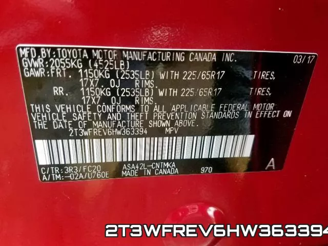 2T3WFREV6HW363394 фото 2