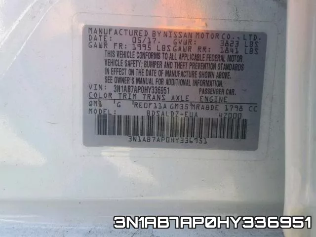 3N1AB7AP0HY336951 фото 2