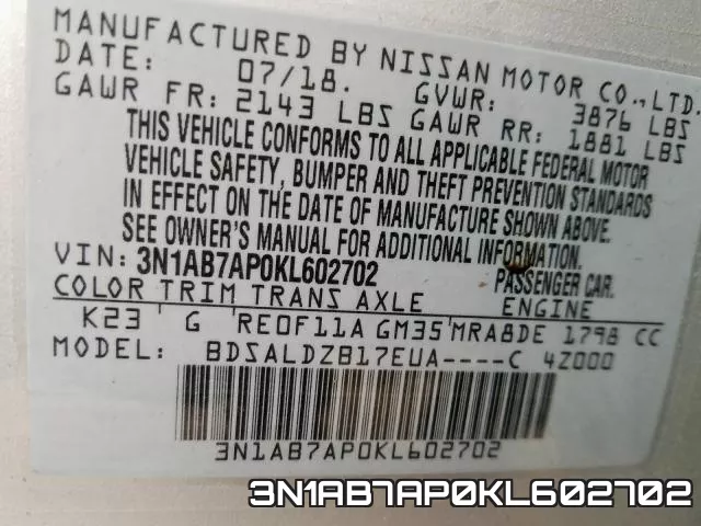 3N1AB7AP0KL602702 фото 2
