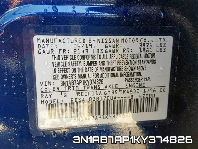 3N1AB7AP1KY374826 фото 2