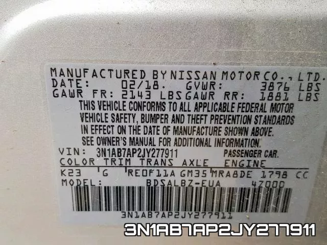 3N1AB7AP2JY277911 фото 2