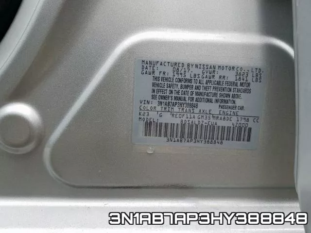 3N1AB7AP3HY388848 фото 2