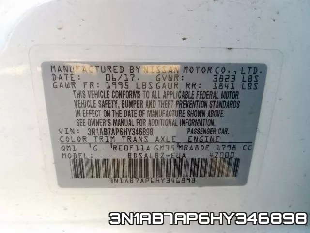 3N1AB7AP6HY346898 фото 2