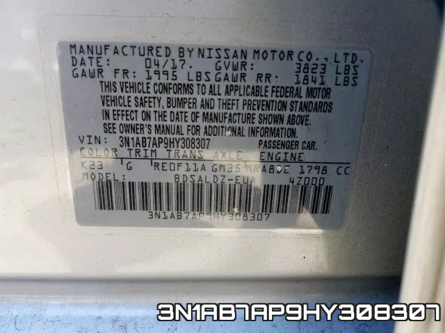 3N1AB7AP9HY308307 фото 2