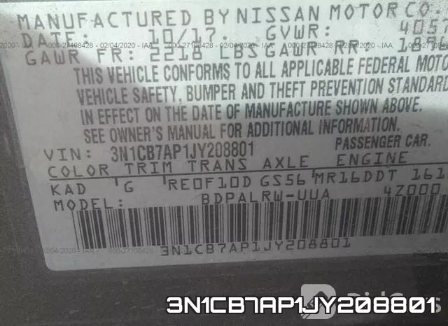 3N1CB7AP1JY208801 фото 10