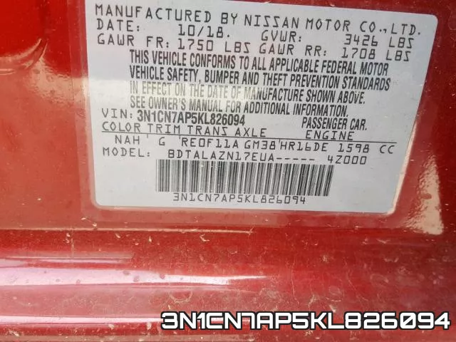 3N1CN7AP5KL826094 фото 2