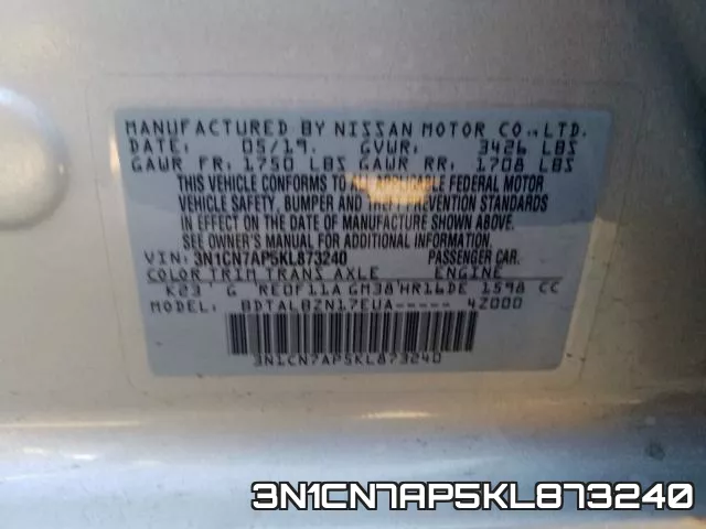 3N1CN7AP5KL873240 фото 2