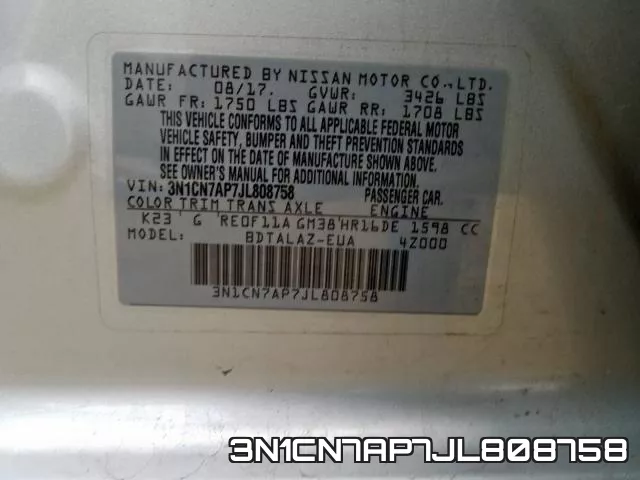 3N1CN7AP7JL808758 фото 2