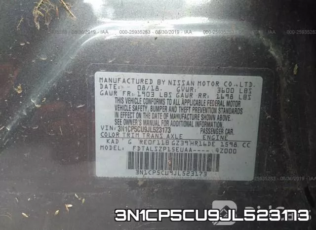3N1CP5CU9JL523173 фото 10