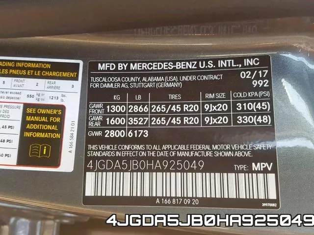4JGDA5JB0HA925049 фото 2