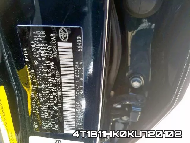 4T1B11HK0KU720102 фото 2