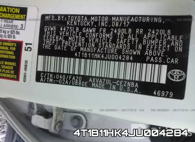 4T1B11HK4JU004284 фото 10