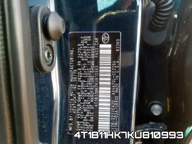 4T1B11HK7KU810993 фото 2