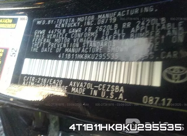 4T1B11HK8KU295535 фото 10