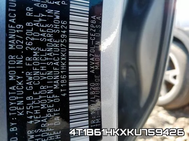 4T1B61HKXKU759426 фото 2