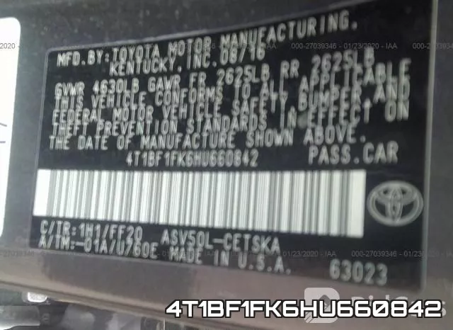 4T1BF1FK6HU660842 фото 10