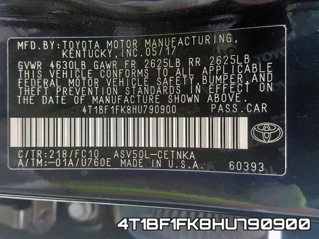 4T1BF1FK8HU790900 фото 2