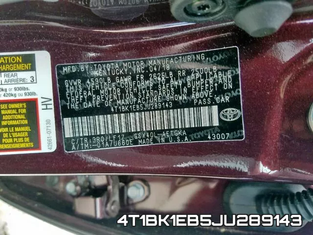 4T1BK1EB5JU289143 фото 2