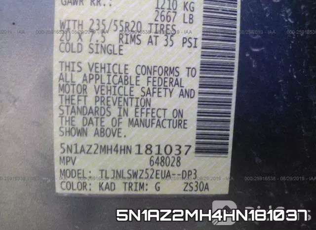 5N1AZ2MH4HN181037 фото 10