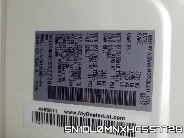 5N1DL0MNXHC557728 фото 2