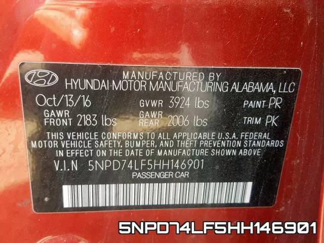 5NPD74LF5HH146901 фото 2