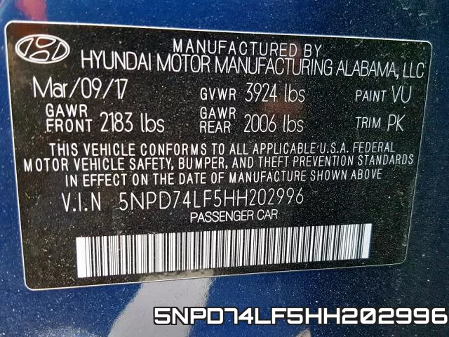 5NPD74LF5HH202996 фото 2