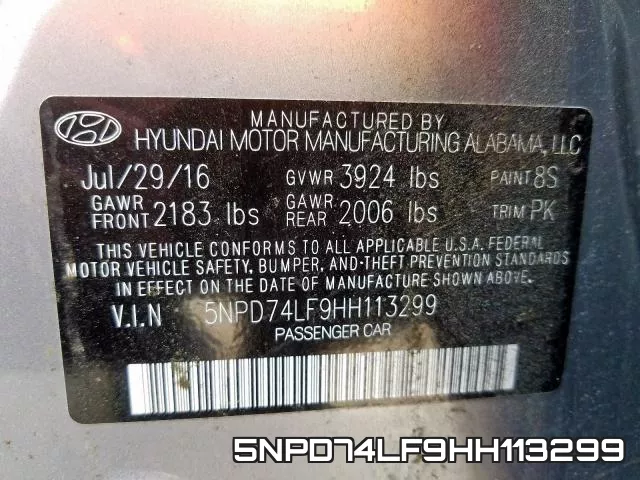 5NPD74LF9HH113299 фото 2