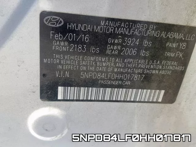 5NPD84LF0HH017817 фото 2