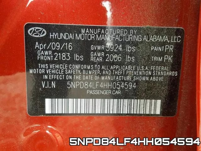 5NPD84LF4HH054594 фото 2