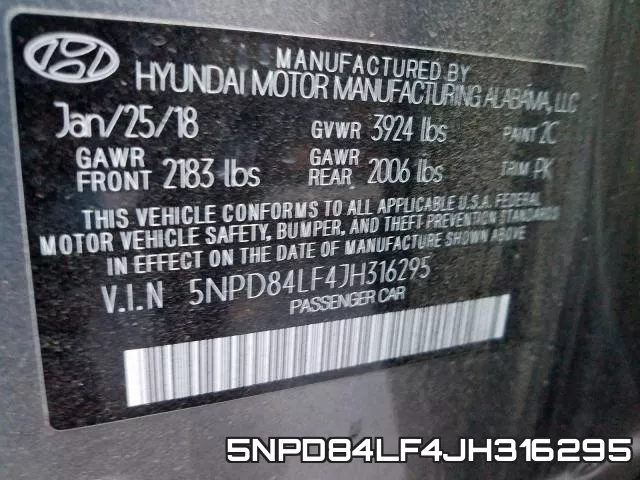 5NPD84LF4JH316295 фото 2