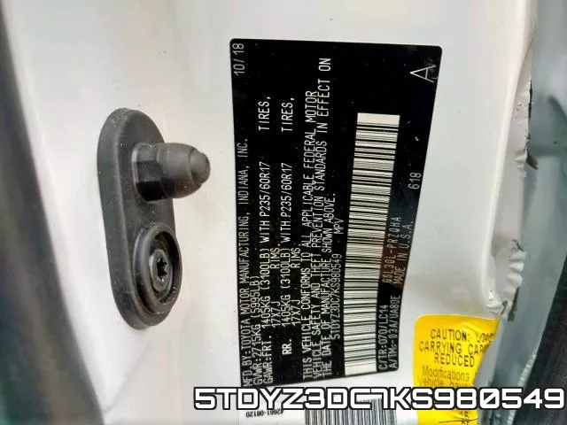 5TDYZ3DC7KS980549 фото 2