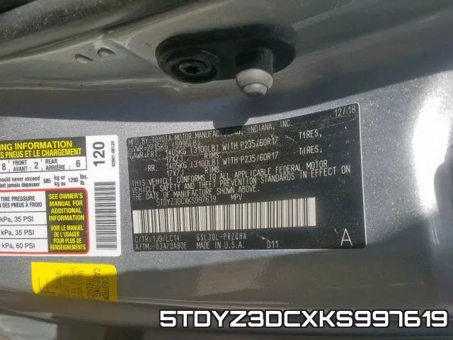 5TDYZ3DCXKS997619 фото 2