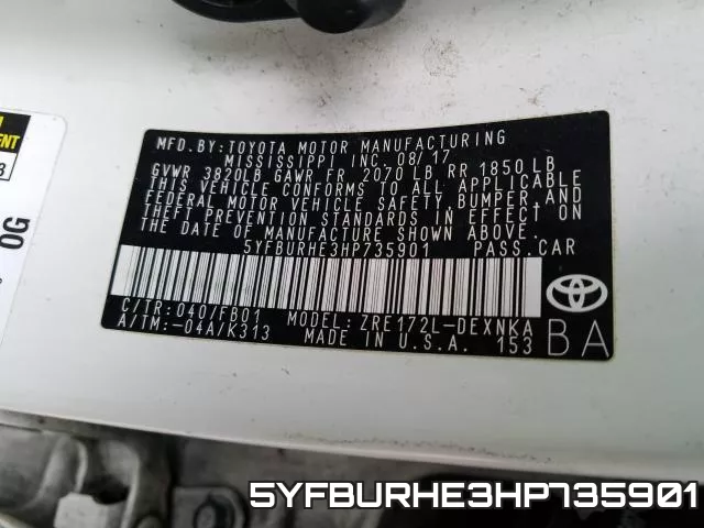 5YFBURHE3HP735901 фото 2
