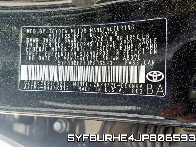 5YFBURHE4JP806593 фото 2