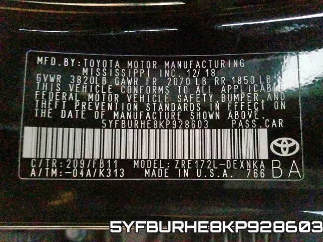5YFBURHE8KP928603 фото 2