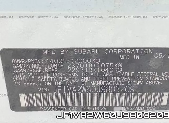 JF1VA2W60J9803209 фото 10