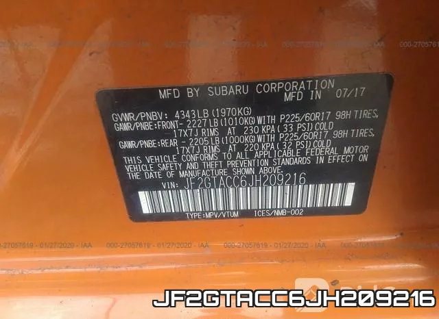JF2GTACC6JH209216 фото 10