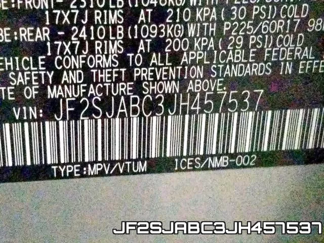 JF2SJABC3JH457537 фото 2