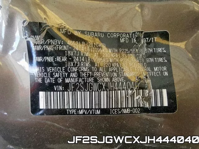 JF2SJGWCXJH444040 фото 2