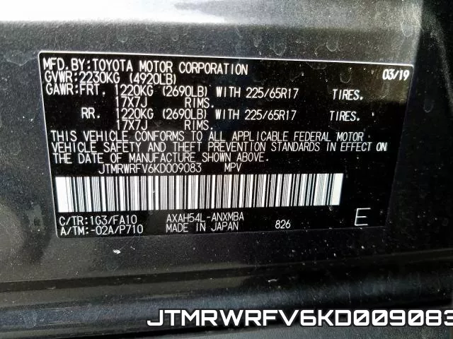JTMRWRFV6KD009083 фото 2