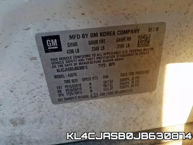 KL4CJASB0JB630874 фото 2