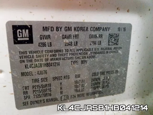 KL4CJASB1HB041214 фото 2