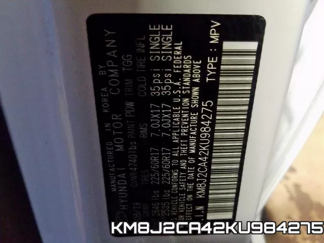 KM8J2CA42KU984275 фото 2