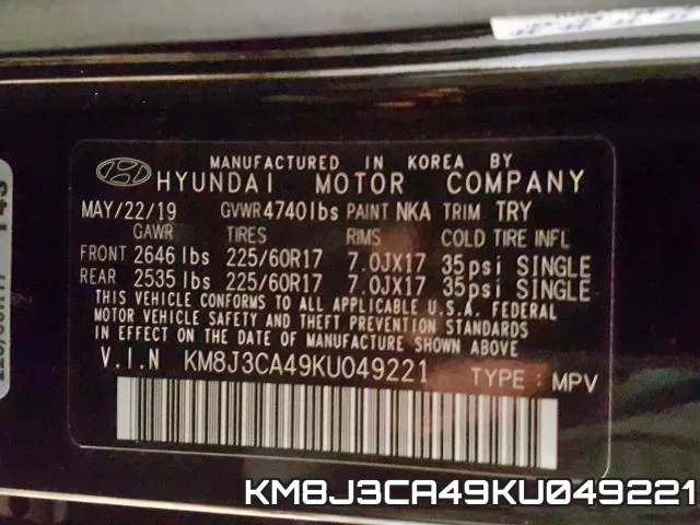 KM8J3CA49KU049221 фото 2