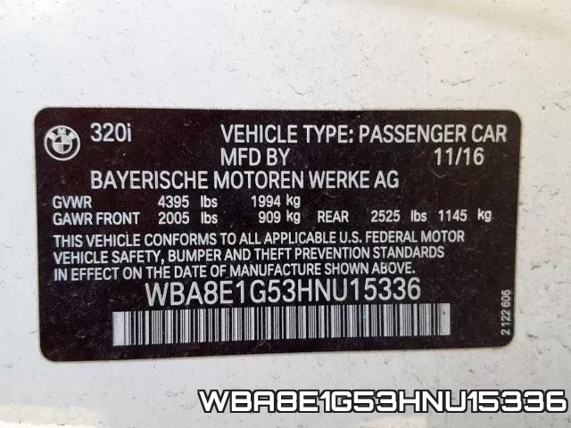 WBA8E1G53HNU15336 фото 2