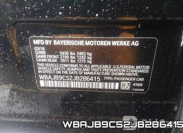 WBAJB9C52JB286415 фото 10
