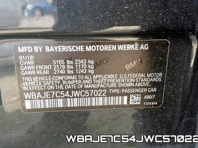 WBAJE7C54JWC57022 фото 2