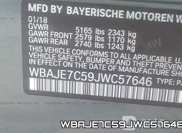 WBAJE7C59JWC57646 фото 9