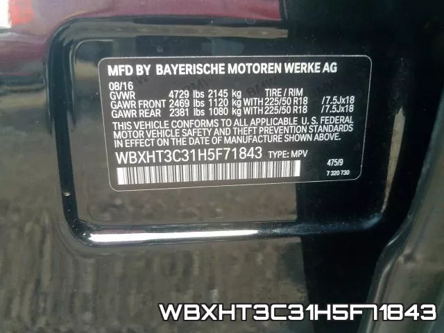 WBXHT3C31H5F71843 фото 2