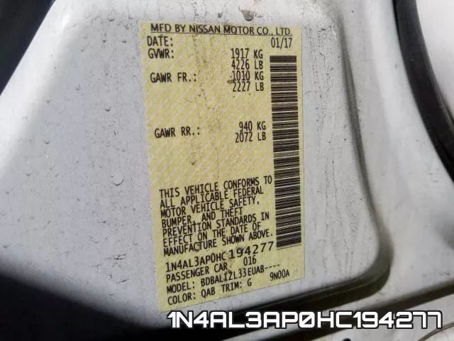 1N4AL3AP0HC194277 фото 2